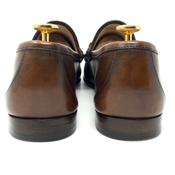 GUCCI 1953 Smoke Brown Leather Gold Bit Loafers - Picture 4 of 8